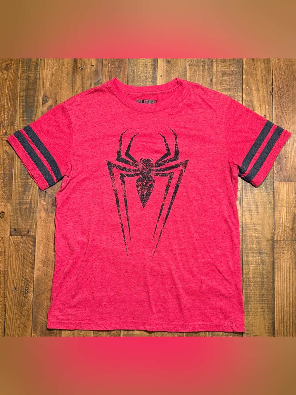 Marvel Youth Small Red Spider-Man Graphic T-Shirt with Striped Sleeves